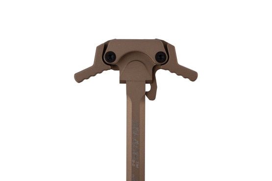 Griffin Armament SNACH Gen 2 Ambi AR-15 Charging Handle in FDE has large latches